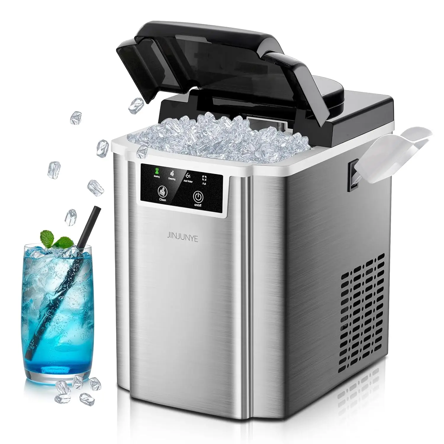 

Nugget Ice Maker Countertop, 38LBS/DAY, Self Cleaning, Soft Chewable Pellet Ice Machine, Portable Crushed Ice Makers for Home, K