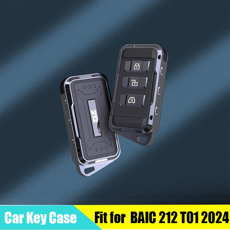 Auto-All-Inclusive-Schlüsseletui, geeignet für BAIC 212 T01 2024 2025, Auto-Schlüsselsatz aus Aluminiumlegierung, Mecha-Stil, Schlüsseletui, Schutzhülle