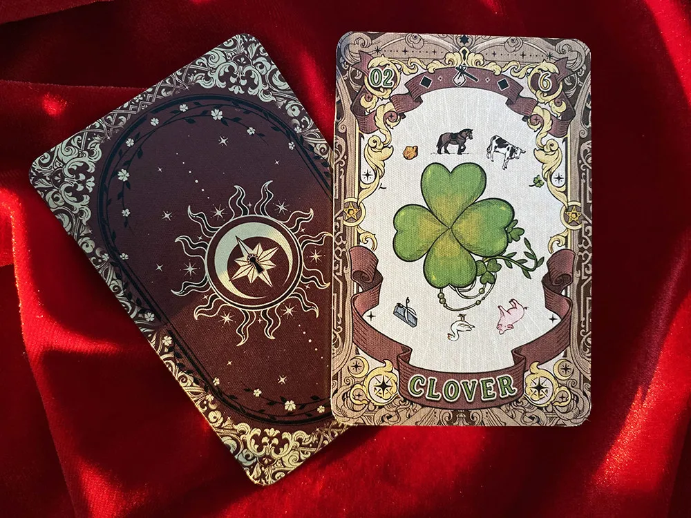 Märchenhafte Traum-Lenormand-Karten 44 Karten Vintage Märchen-Orakel-Deck Wahrsagerei Zukunftsdeutung Hexen-Karten mit Goldrand – Detail 13