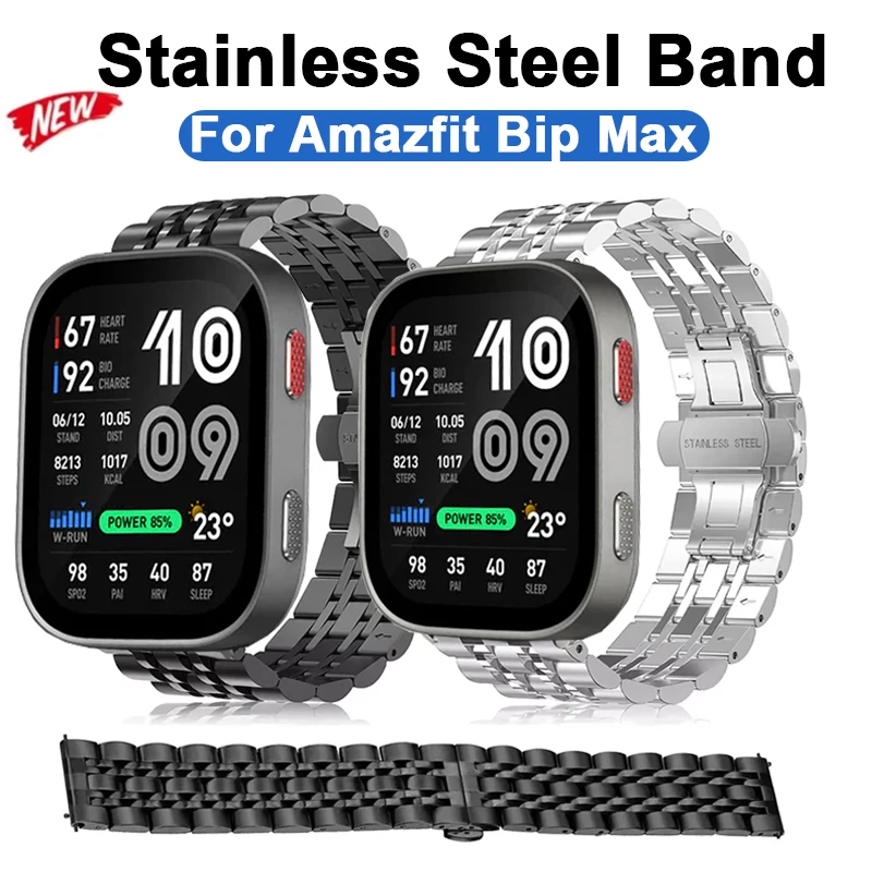Edelstahlarmband für Amazfit Bip Max Smartwatch Metallarmband Uhrenarmbänder Correa für Amazfit Bip Max Armbandzubehör