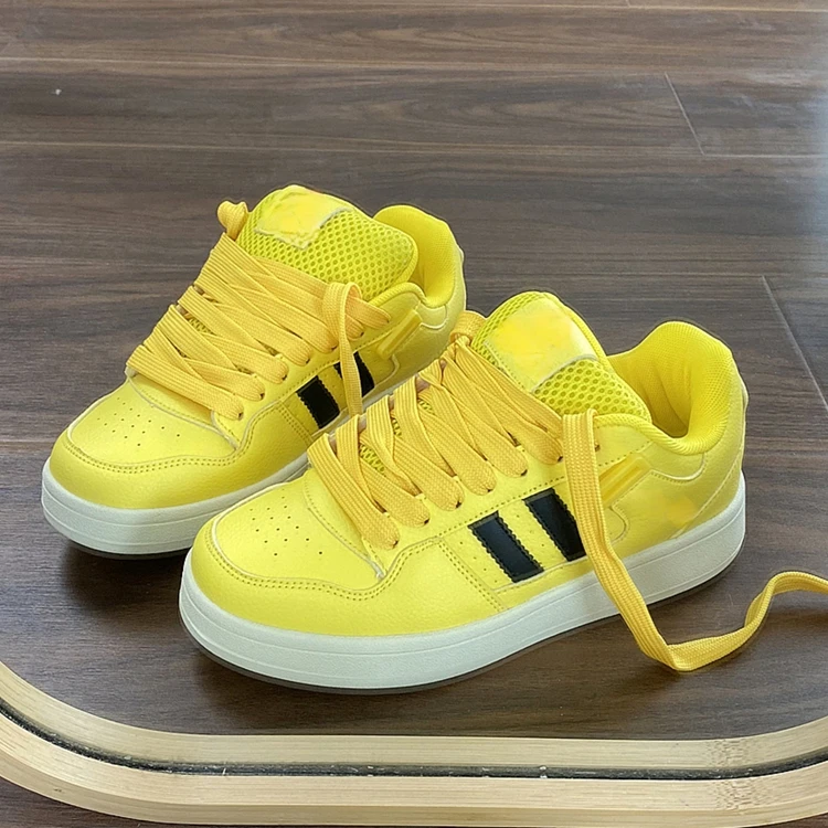 Women Sneakers Autumn New Casual Yellow Board Shoes Thick Soles Increase Bread Shoes Low Top Breathable Sports Shoes