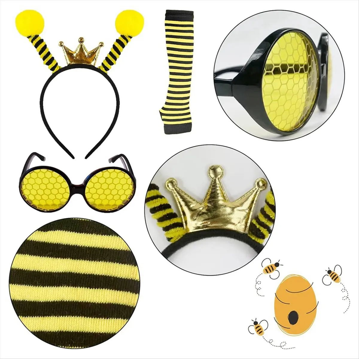 (LBER) Bumble Bee Costume Accessories for Women Halloween Honey Bee Costumes Cosplay Party Performance Clothes
