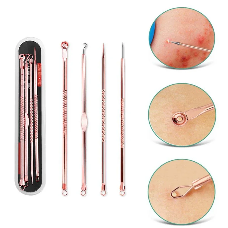 4 قطعة/المجموعة النقاط السوداء الأنظف الإبر حب الشباب العيب مزيل البثرة النازع العناية بالبشرة أداة إزالة الرؤوس السوداء الفولاذ المقاوم للصدأ #1