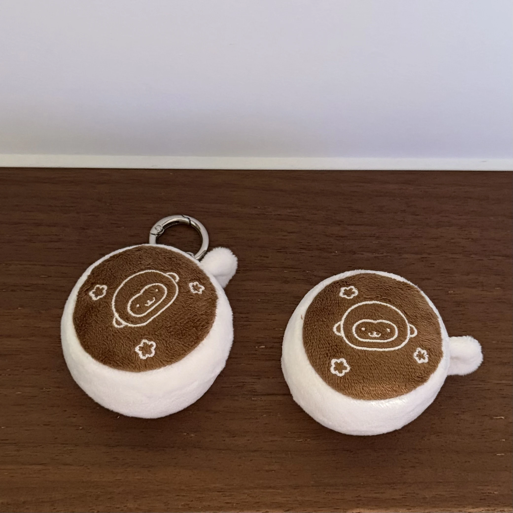 Latte Art Coffee Cup Keychain, Kawaii Plush Monkey Bag Charm Pendant, Creative Personality Cartoon Earphone Holder Gift