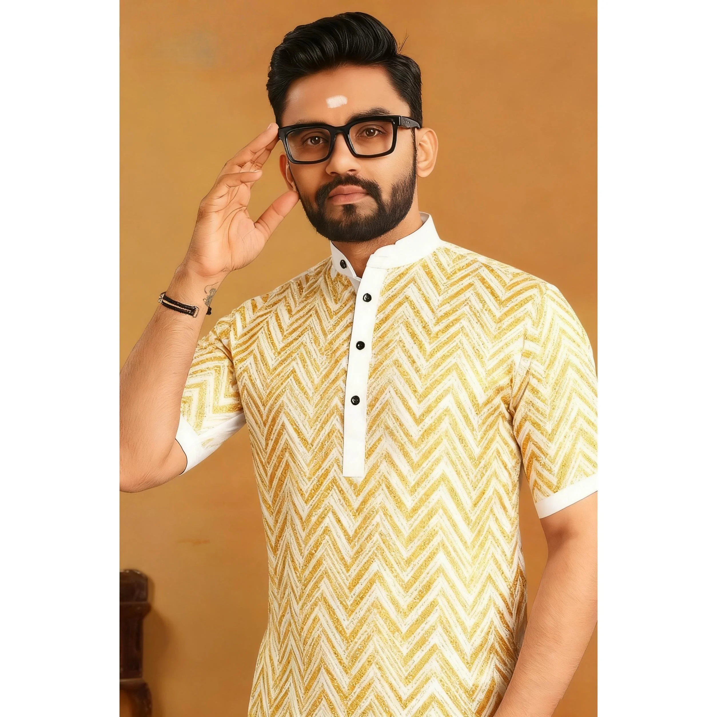 الرجال المسلمات الإسلامية العربية عباية قميص العرقية طباعة 2026 الوقوف طوق الشباب معطف فاخر موضة عادية ملابس بأكمام قصيرة