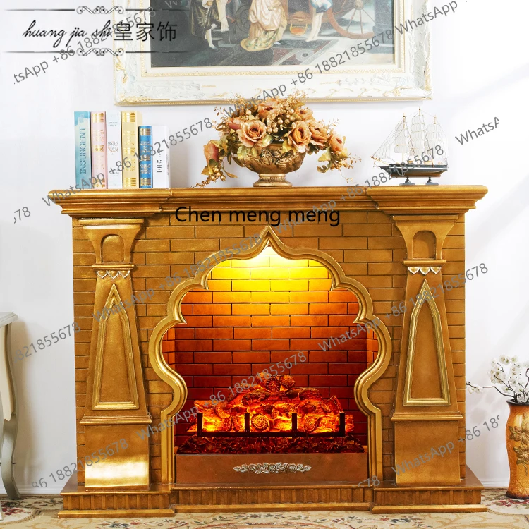 European fireplace American simulation thermal power fireplace decorative cabinet solid wood fireplace rack