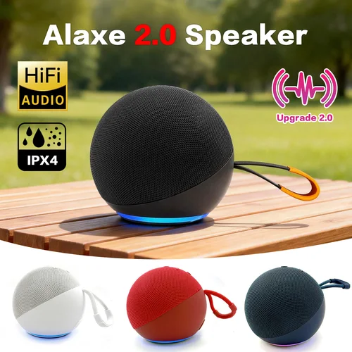 Altavoz Bluetooth inalámbrico Alaxe con 360 °   Sonido envolvente IPX4 Altavoz impermeable Luces RGB Subwoofer portátil para viajes de fiesta