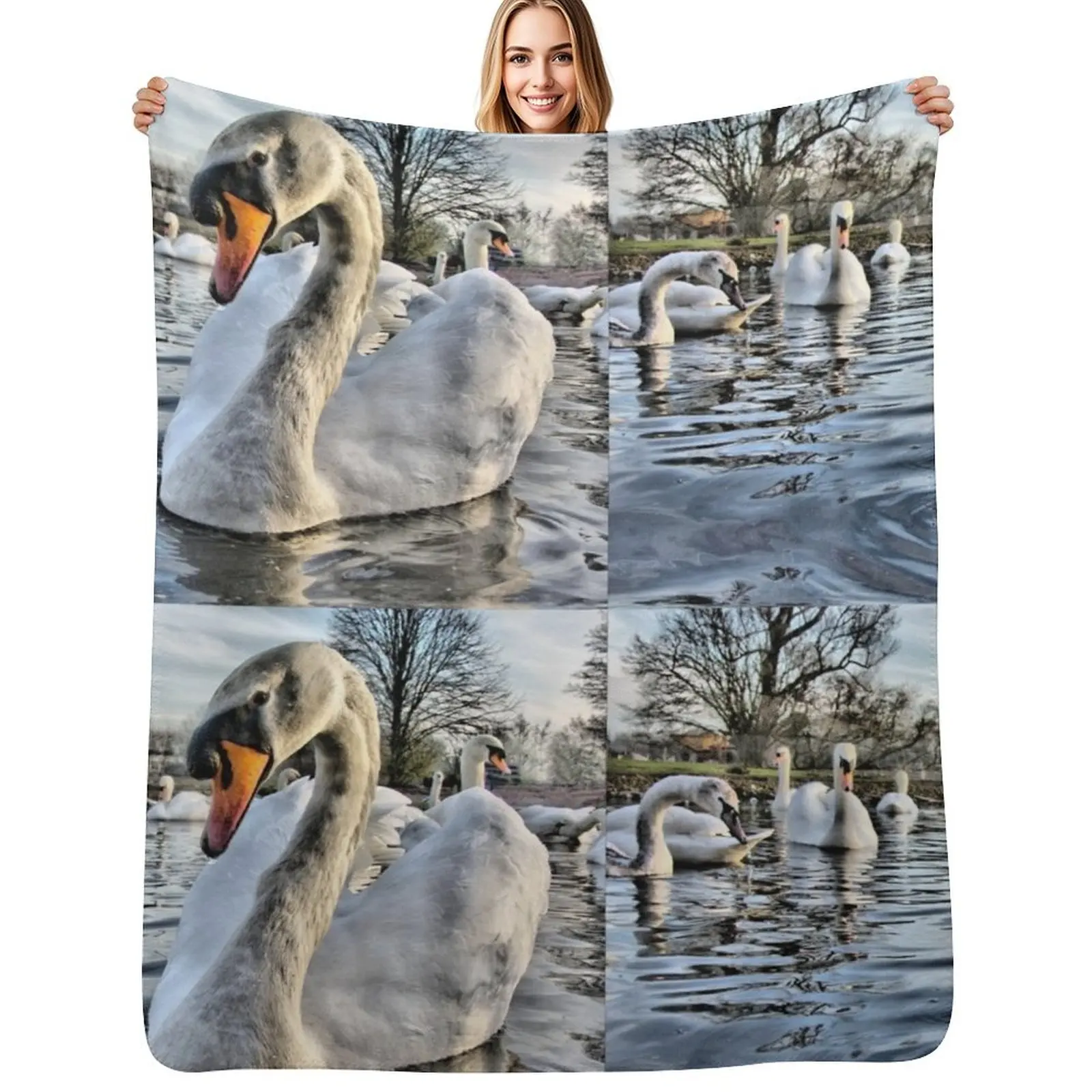 Swans Slimbridge Gloucester Throw Blanket Camping Sofa Throw Beach Decorative Sofas Decorative Sofa Sofas Blankets