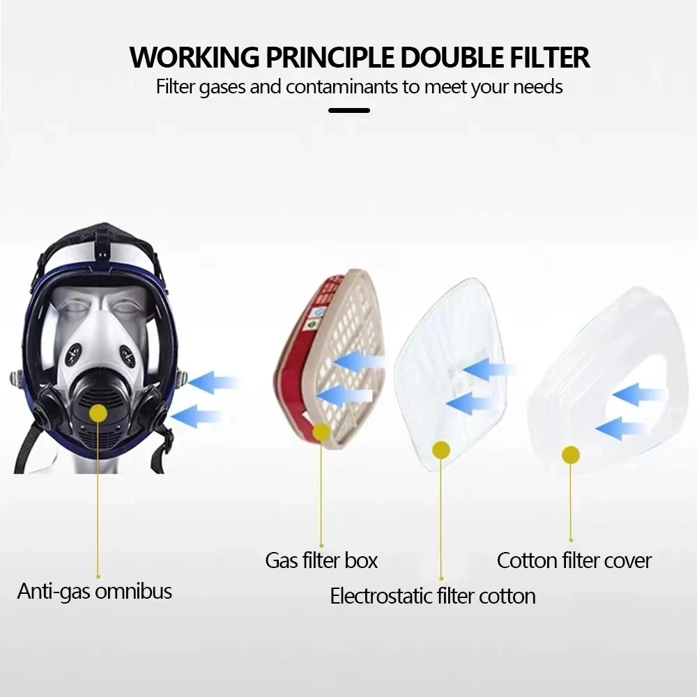 Chemical Gas Mask 6800 Dust Respirator Anti-Fog Full Face Mask Filter For Industrial Acid Gas, Welding Spray Paint Insecticide