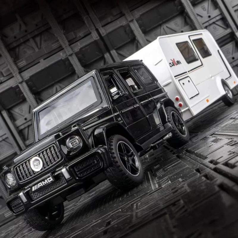 

1:32 Mercedes Benz G63 прицеп RV модель из сплава AMG внедорожник звуковой и легкий регенеративный детский игрушечный автомобиль