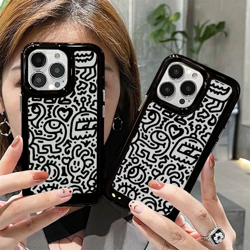 Case for iPhone 11 Pro 12 13 Max 14 Plus strange TPU soft transparent phone case