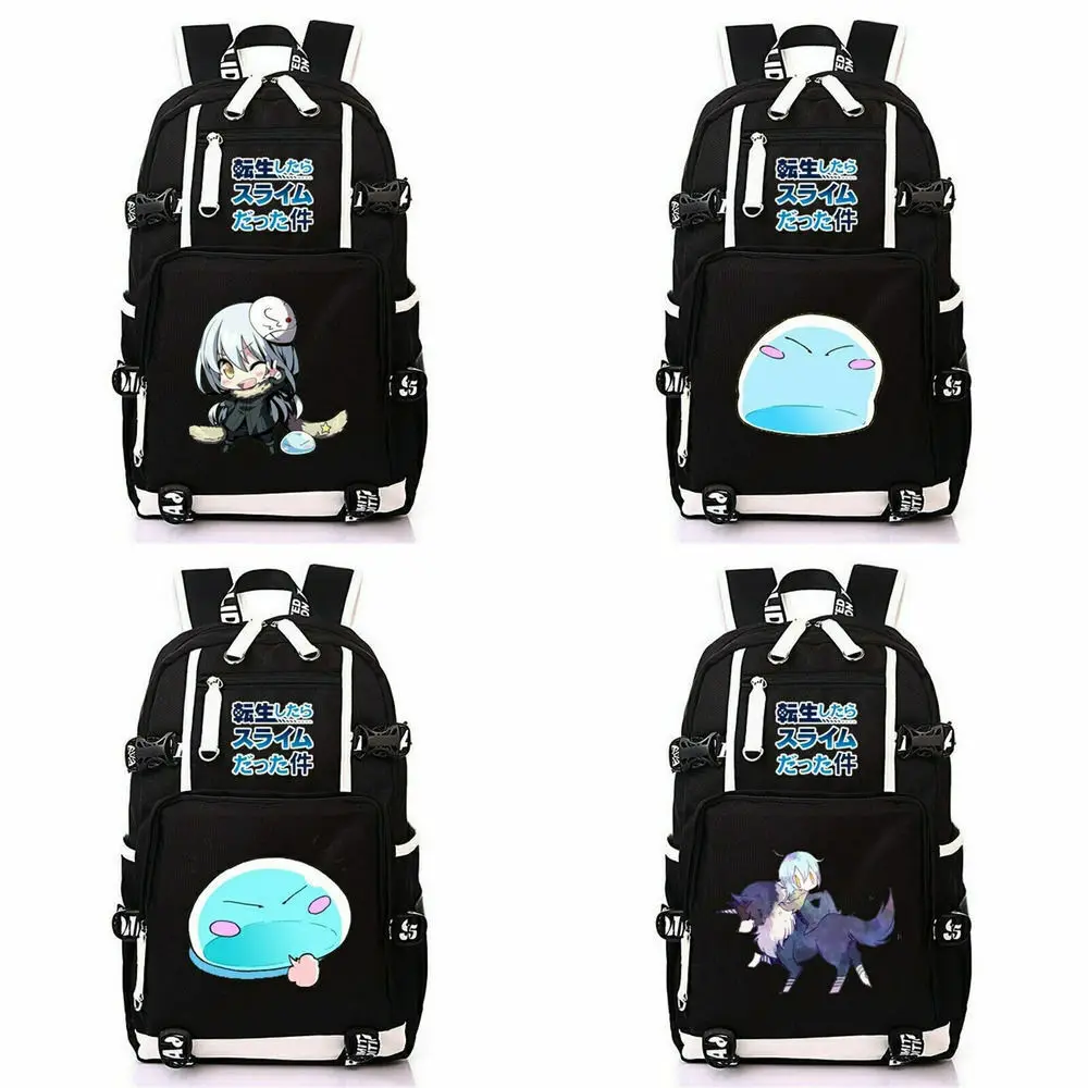 Anime That Time I Got Reincarnated as a Slime USB Backpack Student School Bags Black Mochila Kids Teens Shoulder Travel Bags