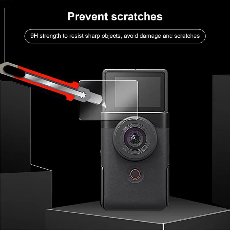 Hard Tempered Glass Protector Full Cover 2pcs Full-Screen Tempered Glass Vlog V10 Camera LCD Display Screen Protective HD Film