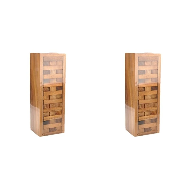 [NEW!ABKG】 2X Wood Tumbling Tower Game For Party Games, Outdoor Games For Adults And Family, Classic Stacking Block Games,L