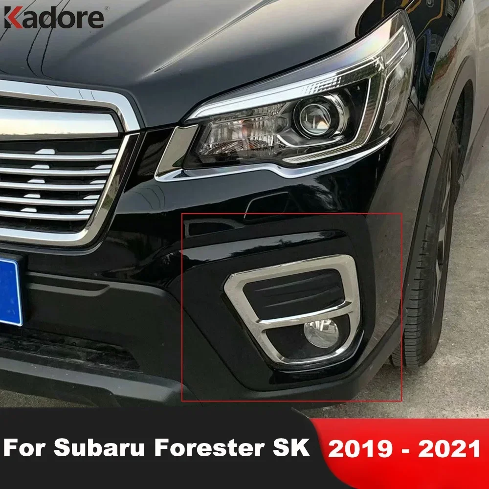 Front Fog Light Lamp Cover Trim For Subaru Forester Limited 2019 2020 2021 5th Ge Black Car Foglight Bezel Trims Accessories