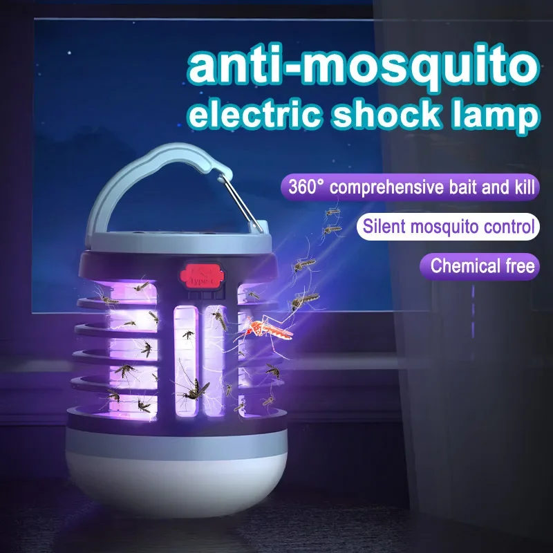 UV LED Mosquito Killer Lamp, Choque elétrico, Insect Repeller Light, USB, Portátil, Ao ar livre, Impermeável, Caminhada, Lanterna de acampamento