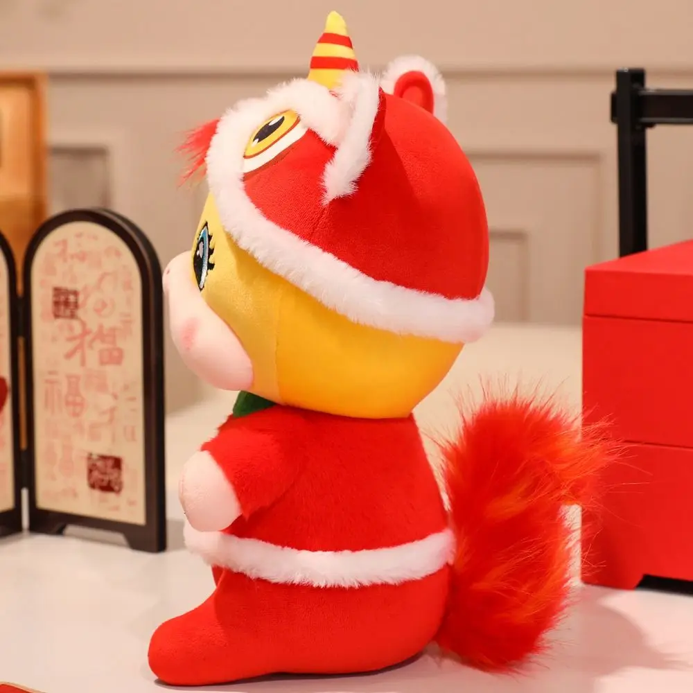 

Traditional Chinese Style Horse Stuffed Cute with Tang Suit New Year Mascot Cartoon Animal Red Lucky Pony Home Decor