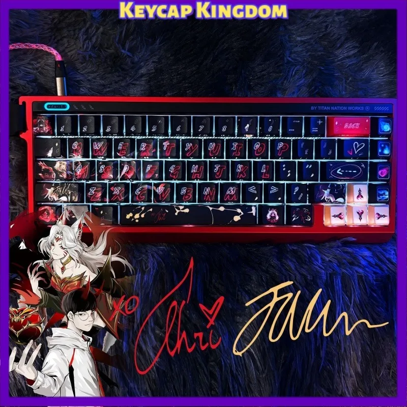 Faker Hall of Fame Ahri themed Keycaps Mechanical Keyboard PBT Custom Keycaps PC Gaming Keyboard Accessories Collectible Gifts