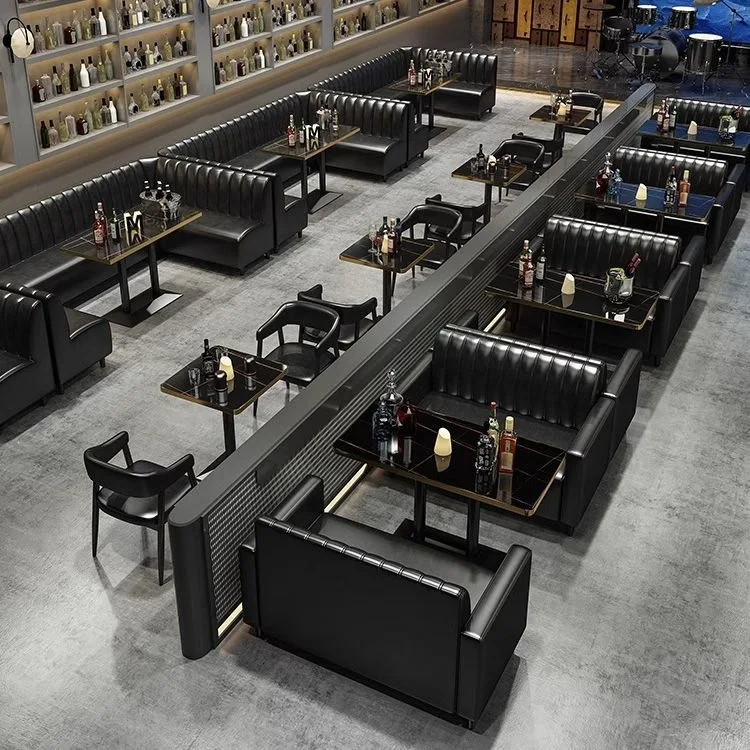 Double sofa, casual dining table, bar, bar, barbecue bar, sofa chair, Western coffee, vintage milk tea booth seat