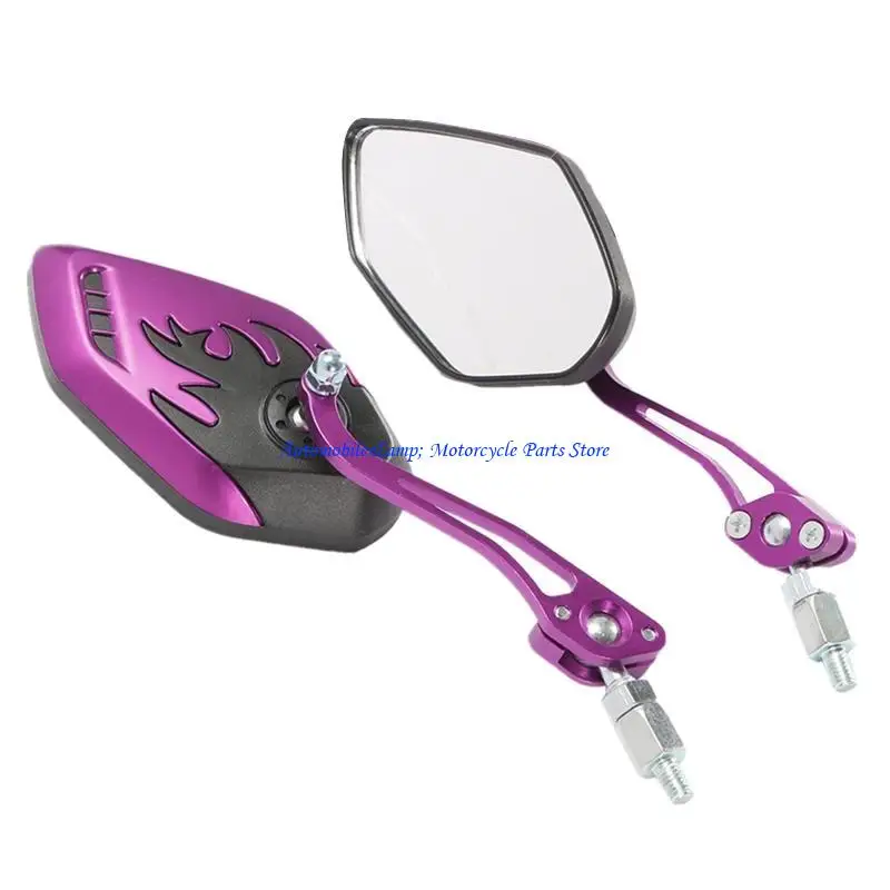 H7BD Pairs of Distinctive Flame 8mm 10mm Rearview Side Mirror for Motorcycle Scooter Moped Bike