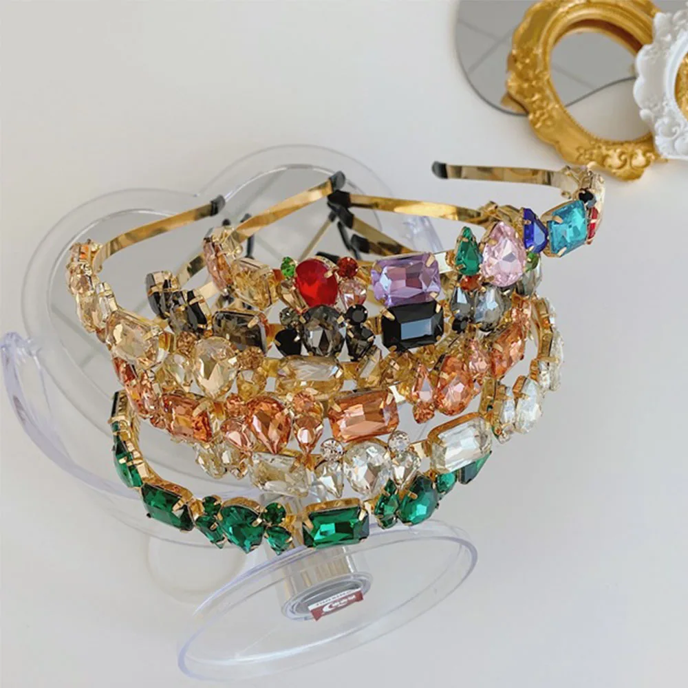 

Pressure Women Luxury Full Rhinestone Thin Side Rhinestone Headbands Crystal Hairband Hair Accessories Headwear