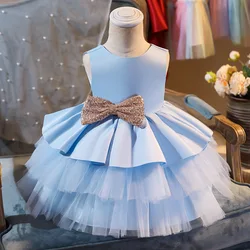 Baby Girl Princess Dress 2023 New Fashion Sequin Sleeveless Party Birthday Costume Toddler Sweet Girl Dress Summer Tutu Outfit