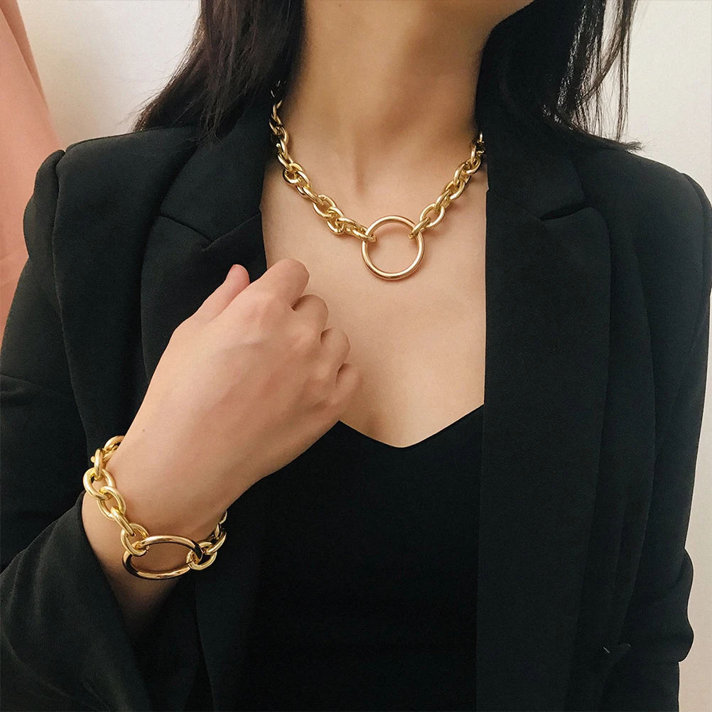 

Metal Necklace Geomatric Collarbone Women Circle Durable Gift Birthday Valentine Jewelry Accessories