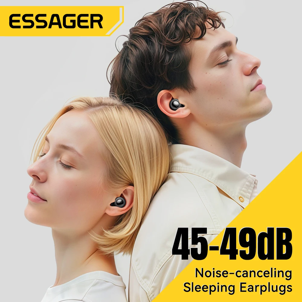 Essager سدادات الأذن للنوم 49dB إلغاء الضوضاء قابلة لإعادة الاستخدام سيليكون سدادة الأذن حماية السمع للحفل النوم الضوضاء سدادة الأذن