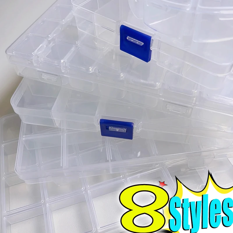 Diy Transparent Plastic Storage Jewelry Box Compartment Adjustable Container Storage Boxes Beads Ring Earring Organizer Case