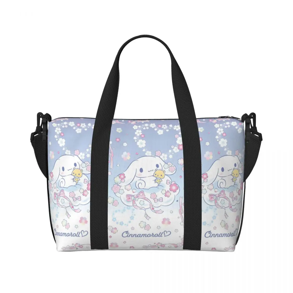 

Большая большая сумка-тоут Cinnamoroll для женщин, собак, аниме, сумка для покупок, тренажерный зал, пляжная дорожная сумка