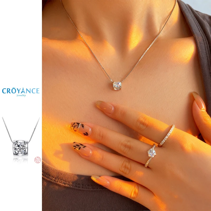 

925 Sterling Silver Simple Round Zircon Small Exquisite Heart Pendant Necklace Women Jewelry Gift Choker Multiple Length Choice