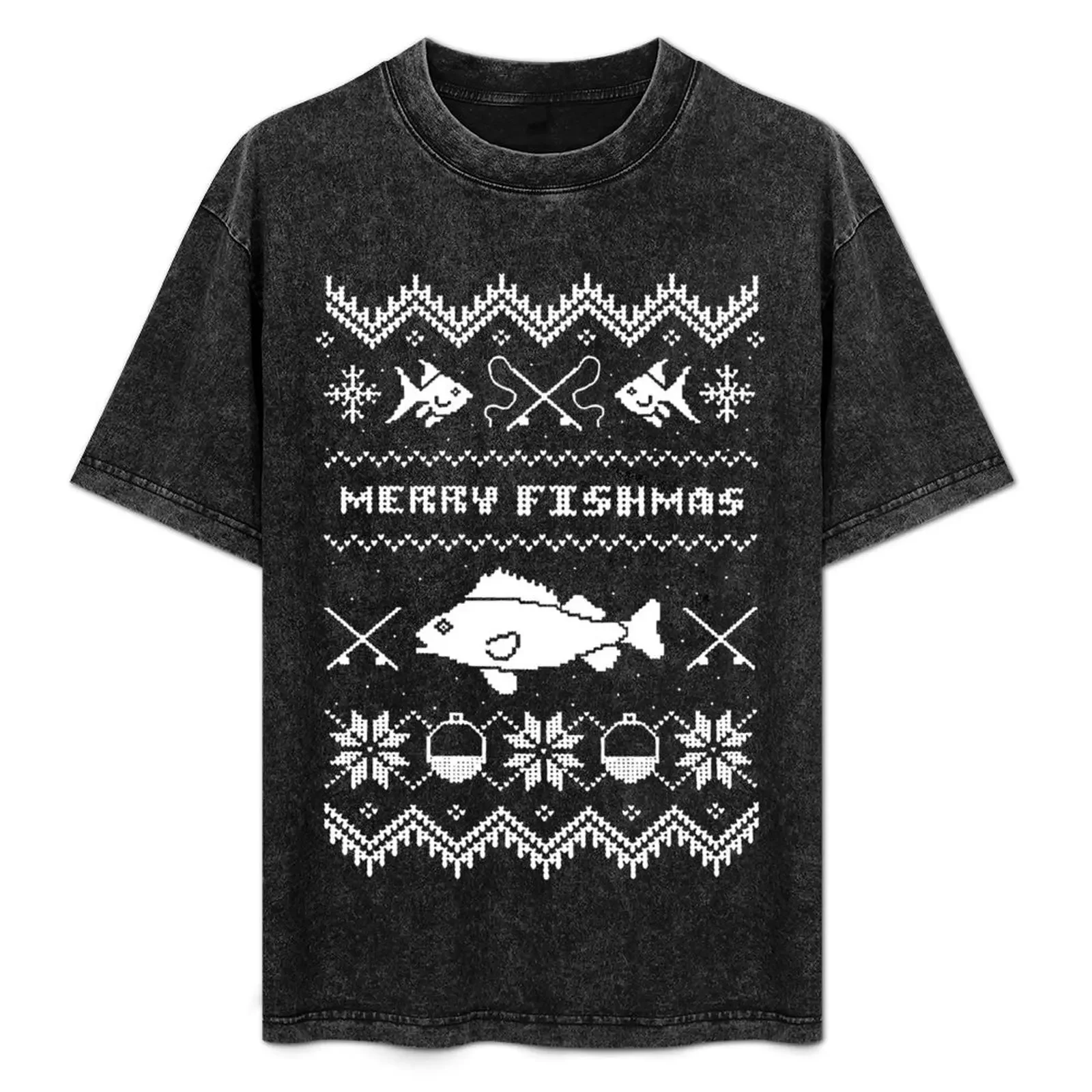 

MERRY FISHMAS T-Shirt Trendy Print Short Sleeve T-Shirt