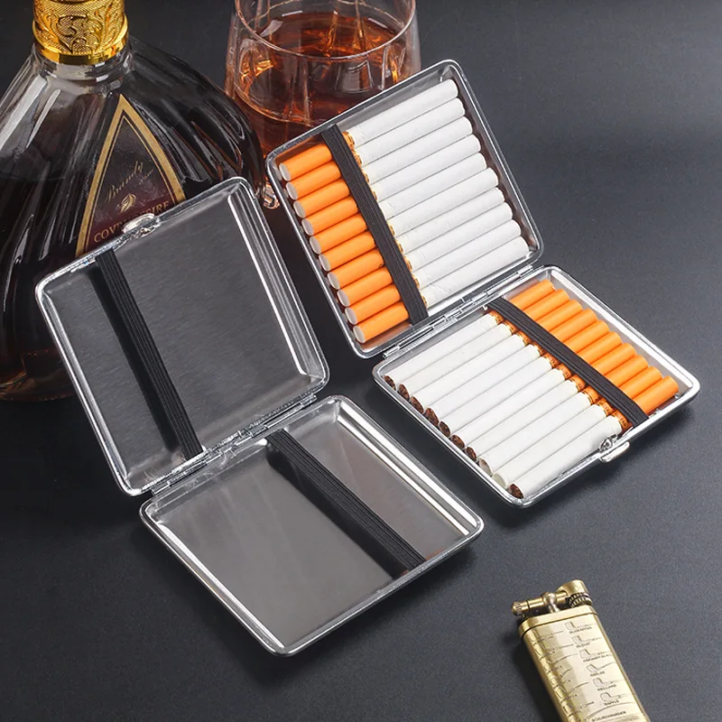 Men\'s for 20 Portable Pu Metal Cigarette Case Moisture-proof Creative Fashion Woven Pattern Hand Roll Thick Cigarette Box