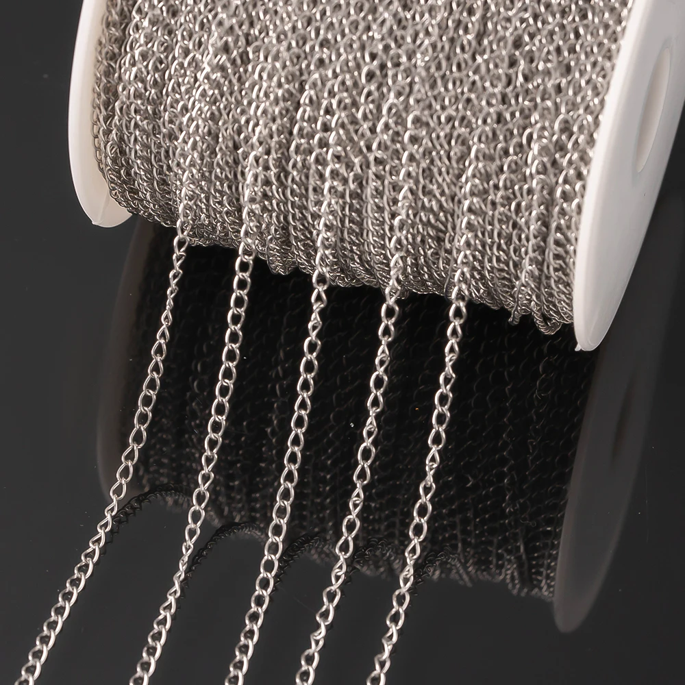 2/10Meters Stainless Steel Necklace Chain For DIY Handmade Bracelets Anklet Jewelry Making Supplies Findings Accessories Crafts