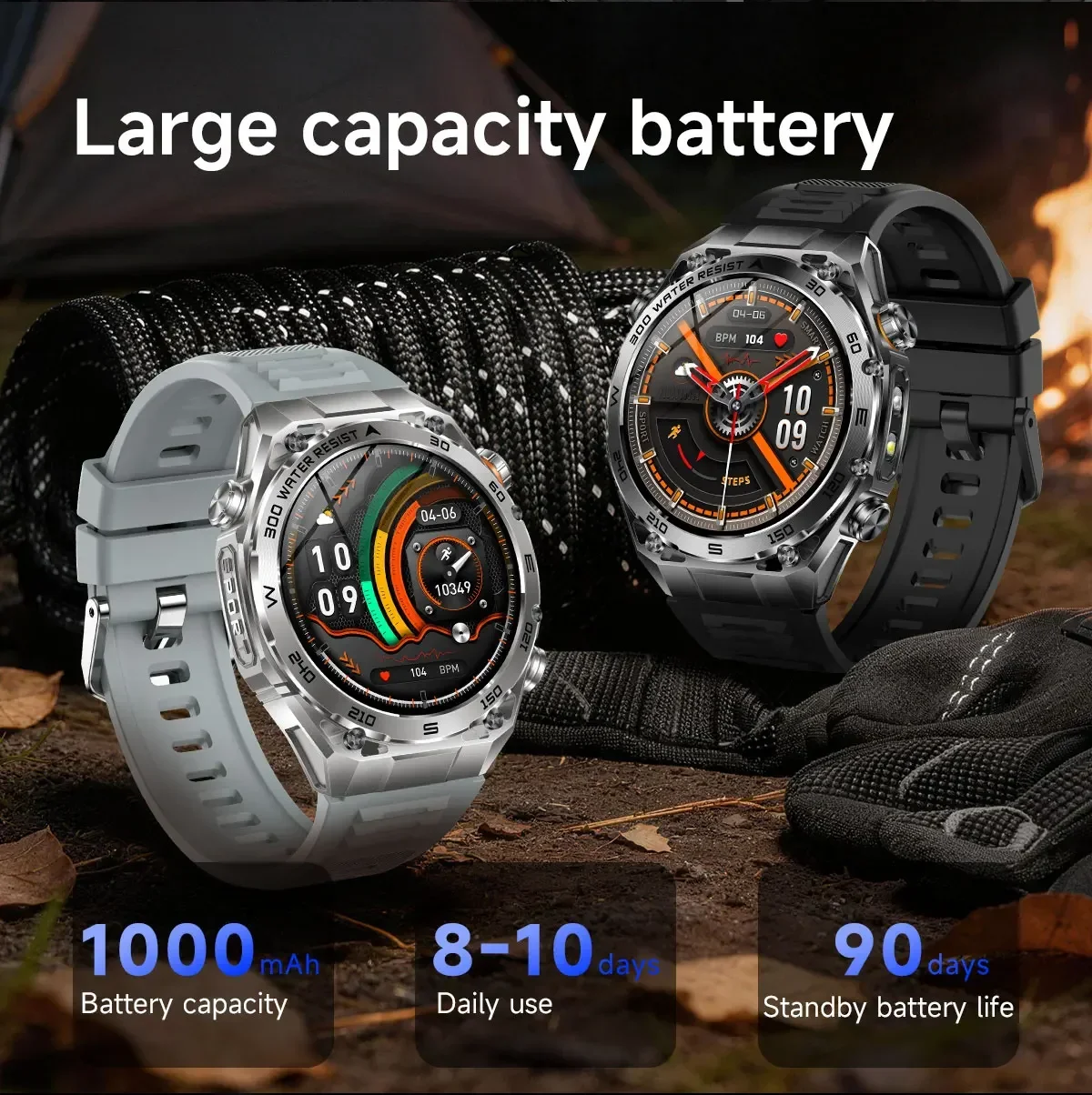 2026 Neue VWAR Ultimate Rugged Smartwatch IP68 Wasserdicht 1000 mAh Akku 24-Stunden-Gesundheitsüberwachung 100+ Sportmodi Smartwatches – Detail 12