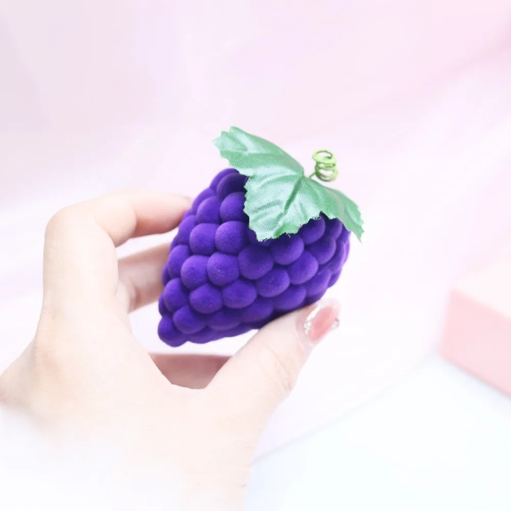 

Anti-collision Cherry Necklace Organizer Pineapple Strawberry Fruit Ring Box Grape Peach Flocked Jewelry Box Propose