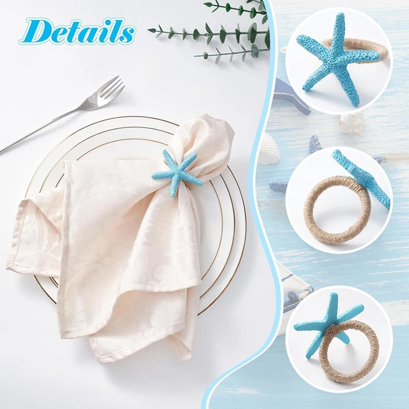 Starfish Napkin Rings Set Of 12 Ocean Coastals Nautical Wedding Holiday Party Beach Table Decor