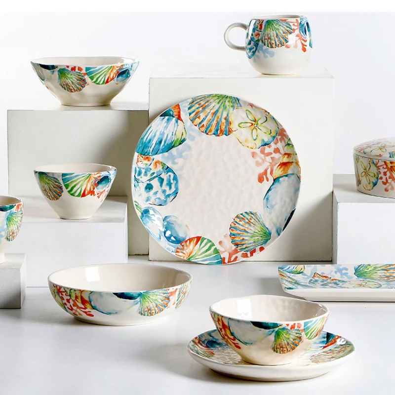 

sea ceramic set dinner Rice basin biscuit tin