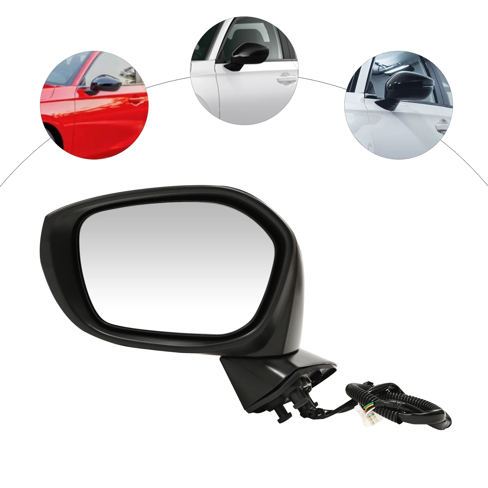 Black Left Driver Side Rear View Mirror 7Pin W/ Blind Spot for Honda Civic 2022-2023 Direct Replacement Front/Left/Driver Side