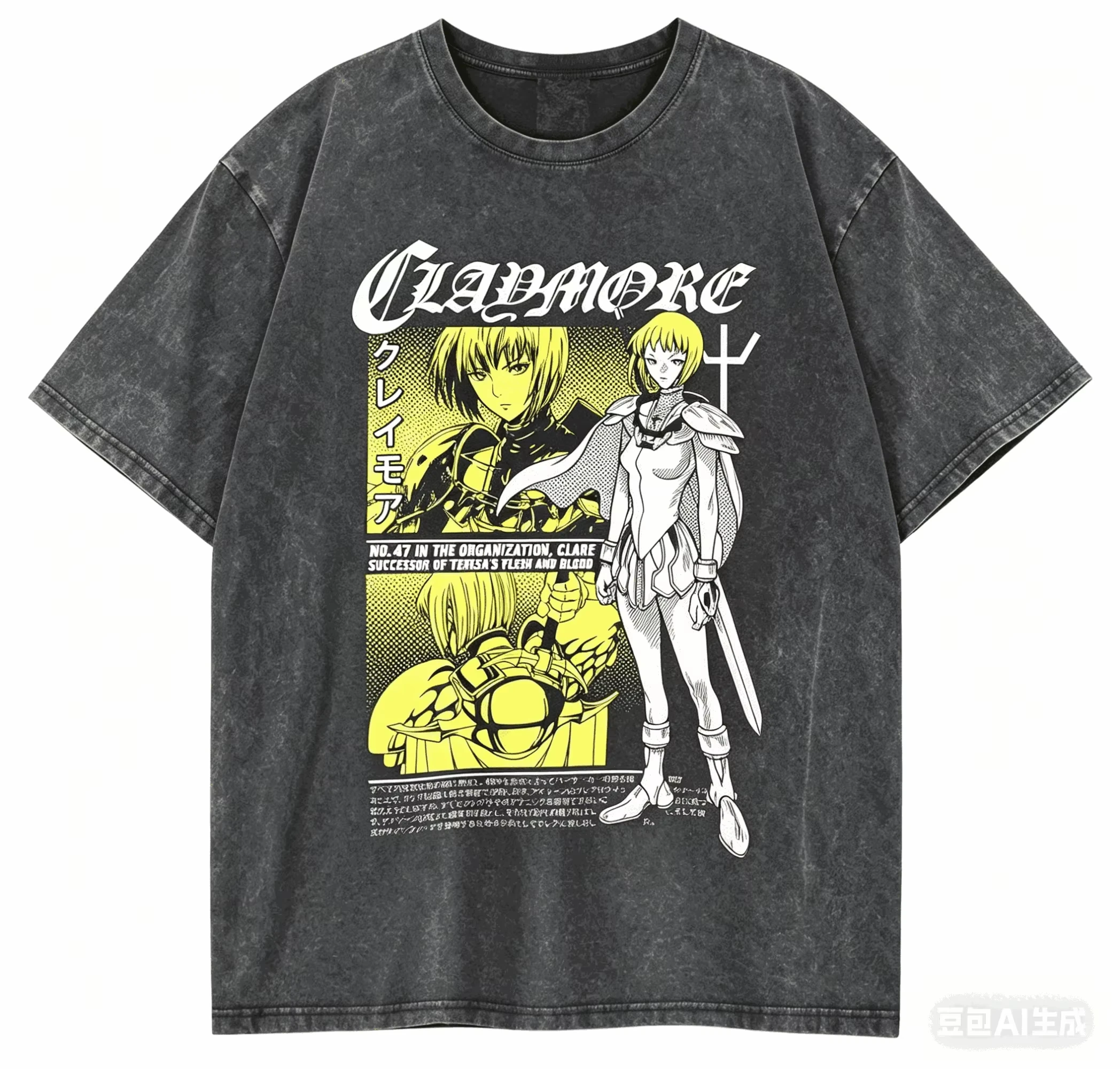 Claymore Teresa Clare Norihiro Yagi Anime Manga Dark Fantasy Graphic Print Vintage Aesthetic Streetwear Unisex Washed Cotton
