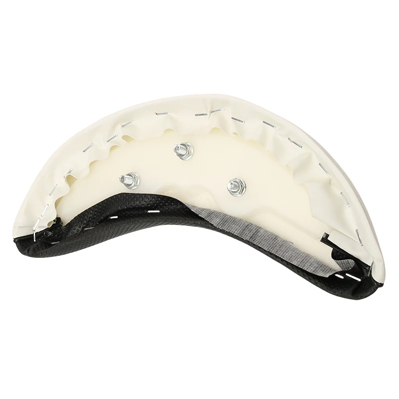 مسند ظهر عالمي للسيارة الكهربائية على شكل هلال منحني على شكل قمر وسادة مسند ظهر من الجلد الأبيض والقطن #6