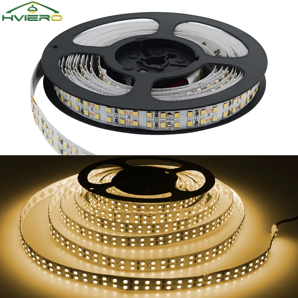 

1 Roll High Brightness 240 LEDs/m Led Strip 2835 2 Rows 1200 Leds Cable 12V Warm White Decorations LED Strips For Home Backlight