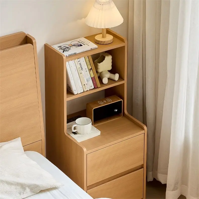 Bedside table with elevated log style small apartment bedroom cabinet frame integrated drawer