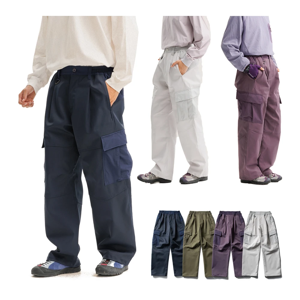 Unisex Softshell Cargo Pants Windproof Breathable Water Repellent Multi Pocket D-ring Adjustable Hem Casual Hiking Pants