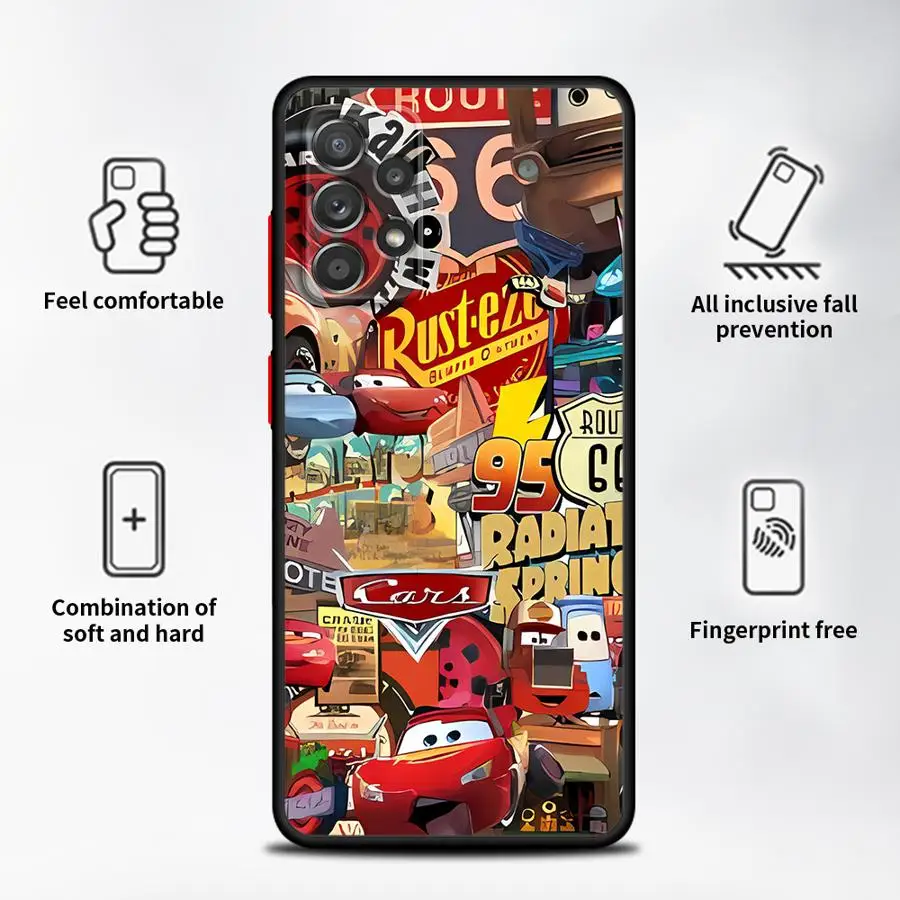 Telefoon Geval voor Samsung Galaxy A23 A72 A36 A22 A31 A21 A25 A26 A32 A73 A52 A71 A56 Soft Cover Lightning McQueen 95 Auto Plating