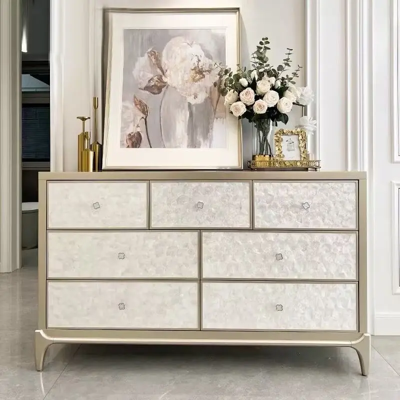 American light luxury door cabinet, high-end shell, seven chest cabinets, dresser, integrated French side cabinet, solid wood