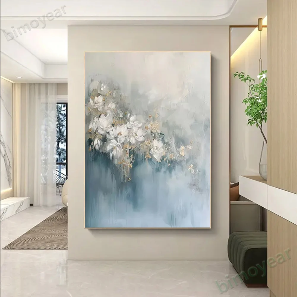 

100% hand drawn blue abstract oil painting original wall painting home living room decoration paint interior aesthetics