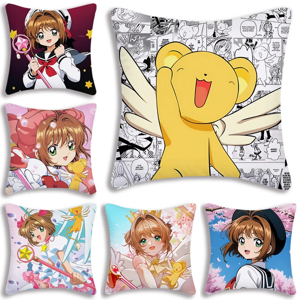 

Pillow Covers Cartoon Anime Cardcaptor Sakura Sofa Decorative Home Double-sided Printing Short Plush Cute Cushion Cover