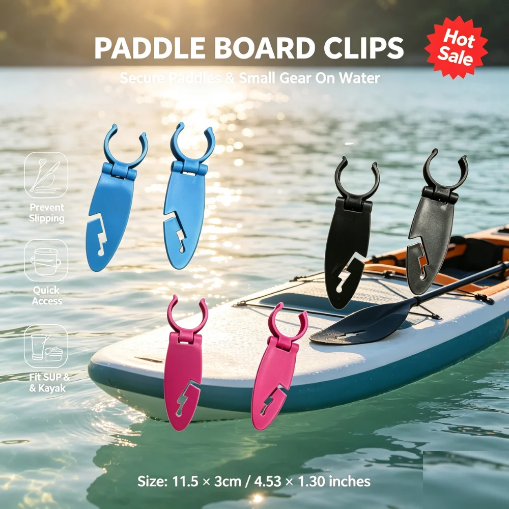 2PCS Paddle Fixing Clips Portable SUP Paddle Holder Clamp Secure Gear Storage For Paddle Board Kayak Water Sports