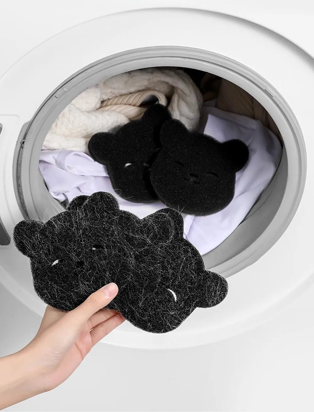 Removedor de pelo para mascotas, esponja adhesiva negra lavable a máquina, reutilizable, adecuada para lavadoras y secadoras, 4/8 Uds.